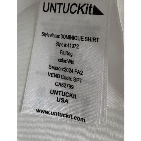 UNTUCKit Size 12 tuxedo Dominique Popover Blouse Shirt Top Rhinstone Buttons - Picture 11 of 13